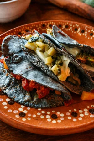 Quesadillas de maíz azul